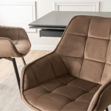 Otočná jedálenská stolička LUNA, hnedá zamatová