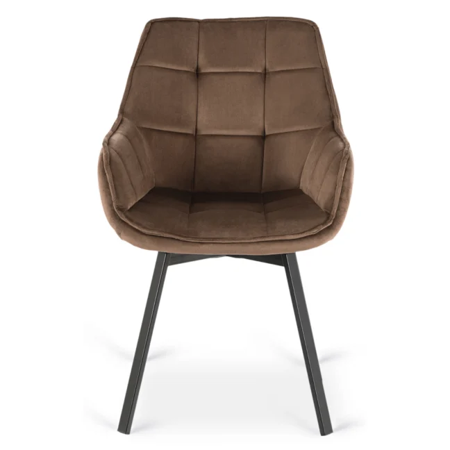 Otočná jedálenská stolička LUNA, hnedá zamatová