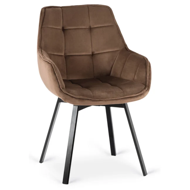 Otočná jedálenská stolička LUNA, hnedá zamatová