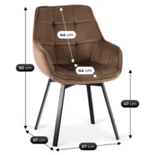 Otočná jedálenská stolička LUNA, hnedá zamatová