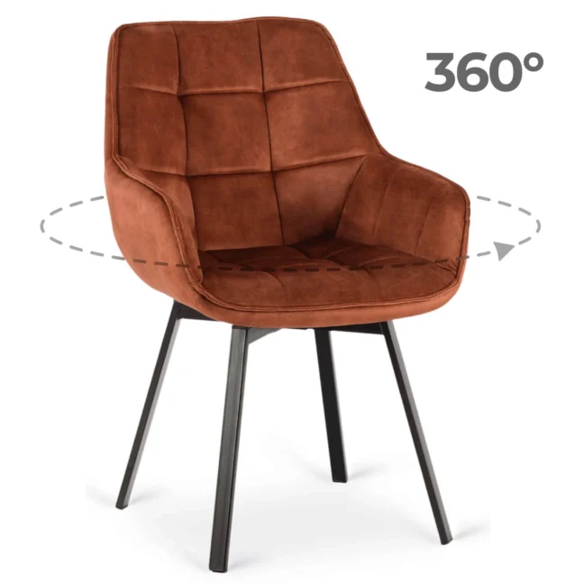 Otočná jedálenská stolička LUNA, rudy zamatová