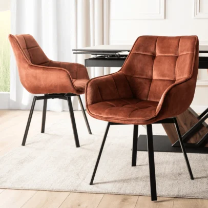 Otočná jedálenská stolička LUNA, rudy zamatová