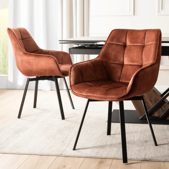 Otočná jedálenská stolička LUNA, rudy zamatová