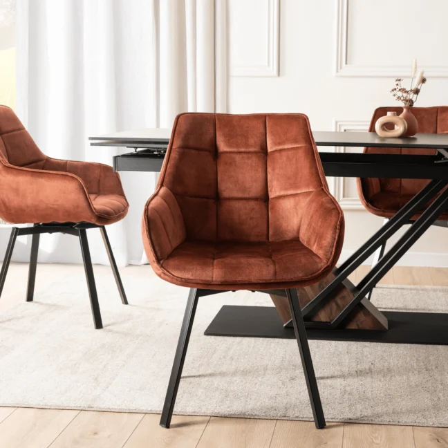 Otočná jedálenská stolička LUNA, rudy zamatová