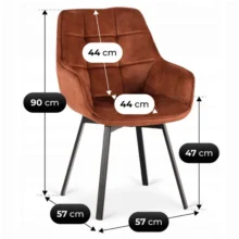 Otočná jedálenská stolička LUNA, rudy zamatová