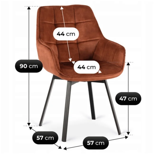 Otočná jedálenská stolička LUNA, rudy zamatová