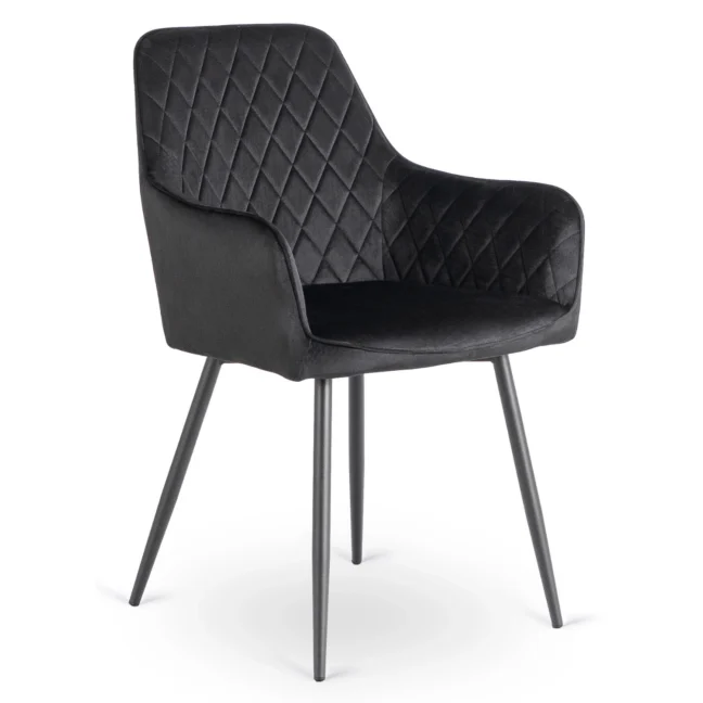 Jedálenská stolička BRESSO so zamatovým poťahom, čierna