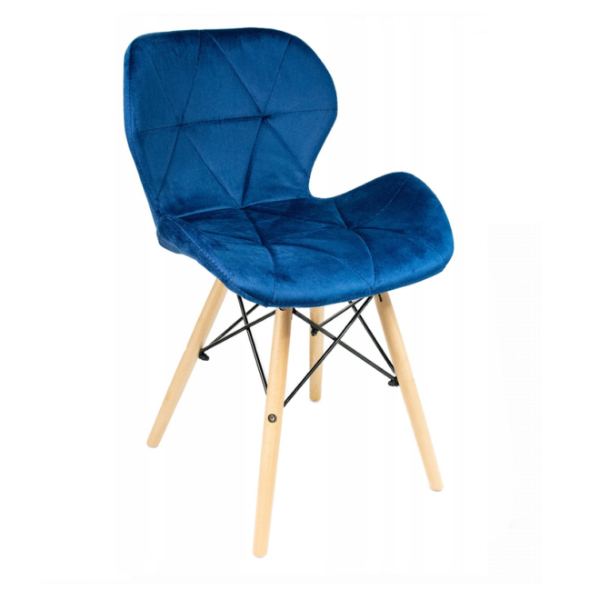 Jedálenská zostava: TESSA 120×60 artisan dub/čierne nohy + 4 ks LAGO stoličky zamatové modré/prírodné nohy
