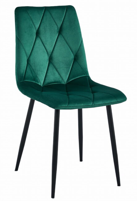 Jedálenská zostava: TESSA 120×60 artisan dub/čierne nohy + 4 ks DORA stoličky tmavozelené/čierne nohy