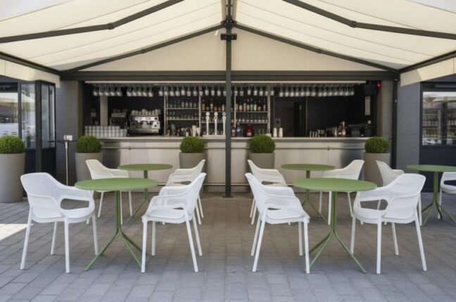 Exteriérový gastro stôl PRATO-R 75×80, zelená