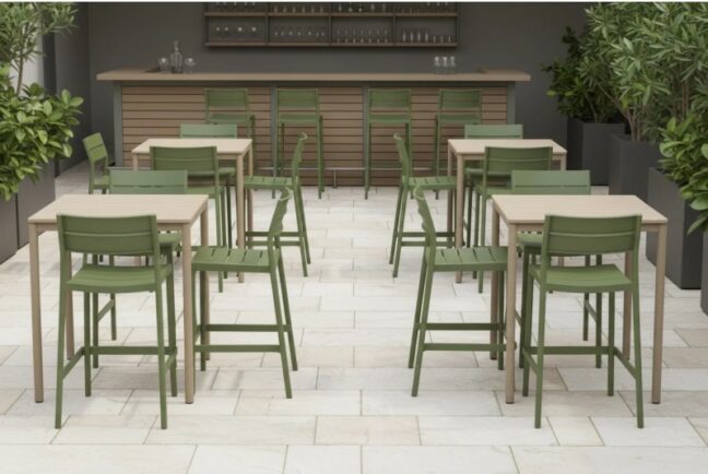 CAPRI BAR vonkajšia barová stolička, zelená