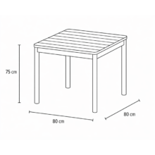 TERRAZZA 80×80 vonkajší stôl, tmavosivá