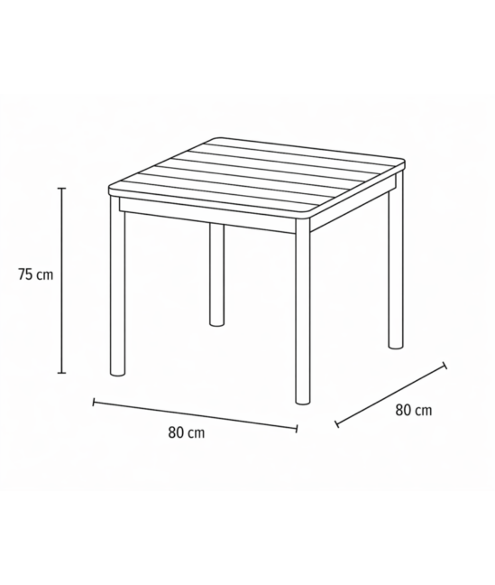 TERRAZZA 80×80 vonkajší stôl, tmavosivá