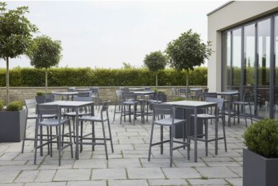 TERRAZZA BAR 80×80 barový stôl, tmavosivá