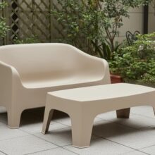 DUNA Bench 33 vonkajšie gastro kreslo, béžové