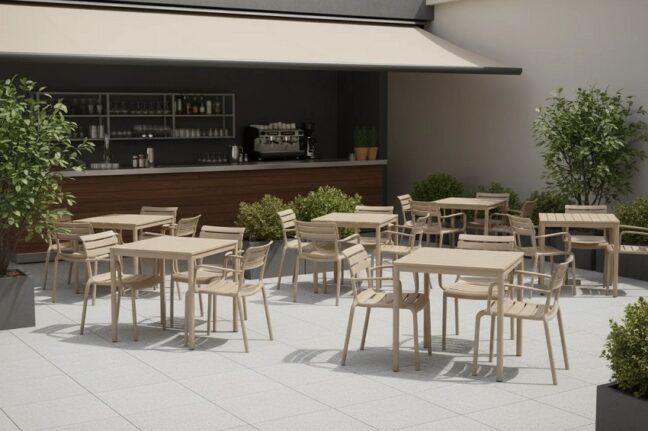 VELO vonkajšia gastro stolička, béžová