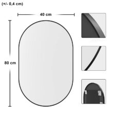 Oválne zrkadlo 80 × 40 cm – čierny rám
