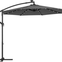 Záhradný slnečník s LED osvetlením 300 cm – sivý