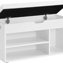 Lavica na topánky s úložným priestorom 80 cm, biely
