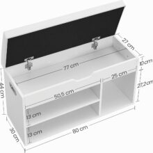 Lavica na topánky s úložným priestorom 80 cm, biely