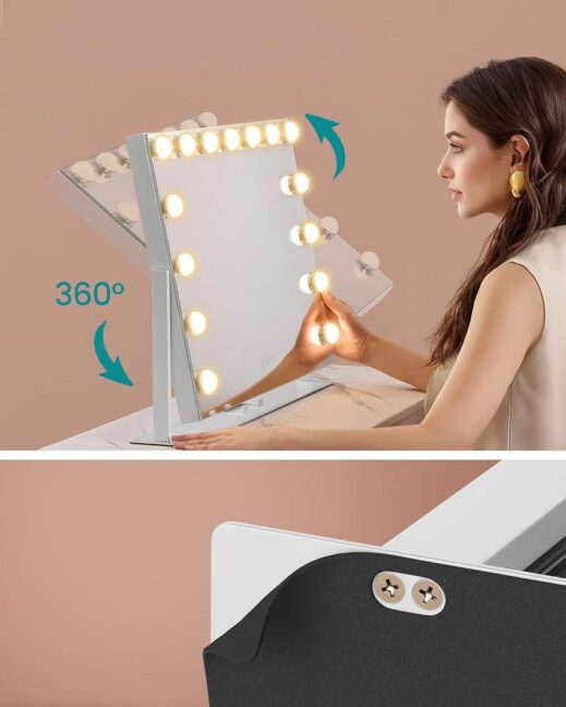 Kozmetické zrkadlo s LED osvetlením 58 × 43 cm – 15 LED žiaroviek