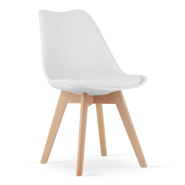Jedálenský set: TESSA 120×60 cm biely/biely + 4 ks OSLO stoličky biele/prírodné nohy