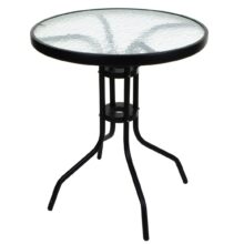 Záhradný sklenený stolík ISLAND – Ø60 cm, číre sklo/čierny