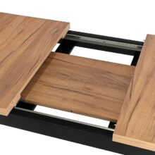 SKUBI rozkladací jedálenský stôl 120–160 cm, dub craft/čierny