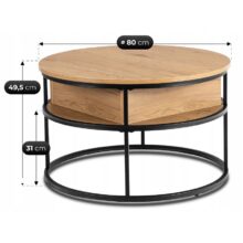 ASTUR konferenčný stolík 80 cm – dub zlatý/čierny