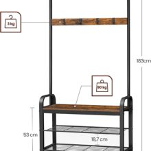 Vešiakový stojan s 3-úrovňovou lavicou na topánky