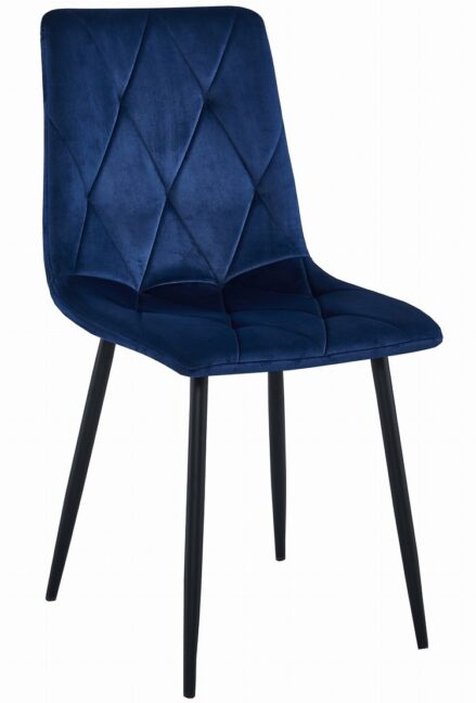Jedálenský set: NP 120×80 cm dub craft/čierna + 4 ks stoličiek DORA tmavomodrá/čierne nohy