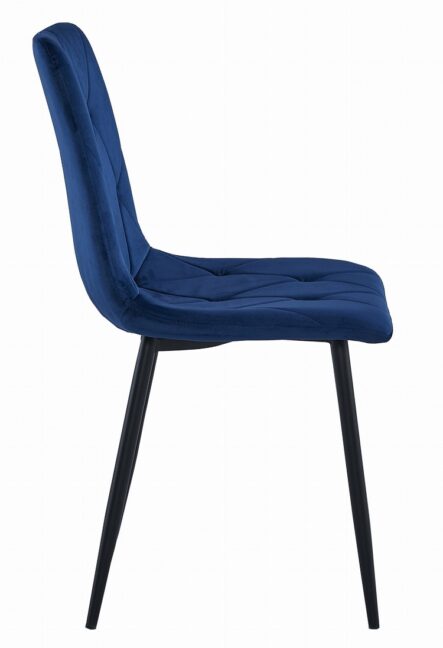 Jedálenský set: NP 120×80 cm dub craft/čierna + 4 ks stoličiek DORA tmavomodrá/čierne nohy