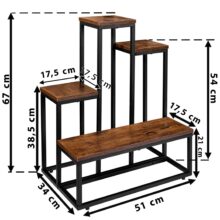 Stojan na kvety ANTIRES RUSTIC v loftovom štýle, čierna/rustikálny dub