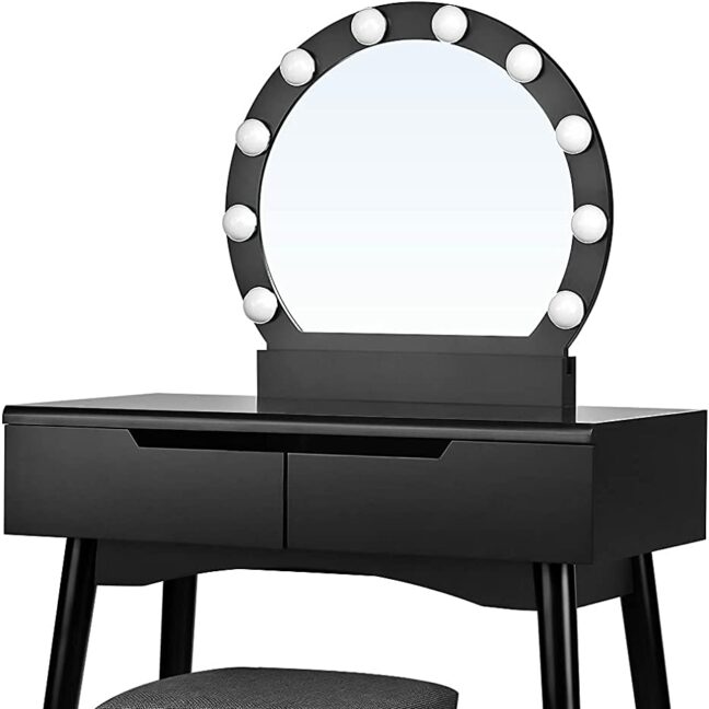 Toaletný stolík so svietidlami – čierna