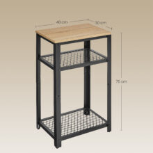 LOFT konferenčný a nočný stolík s 2 policami, dub sonoma/čierna