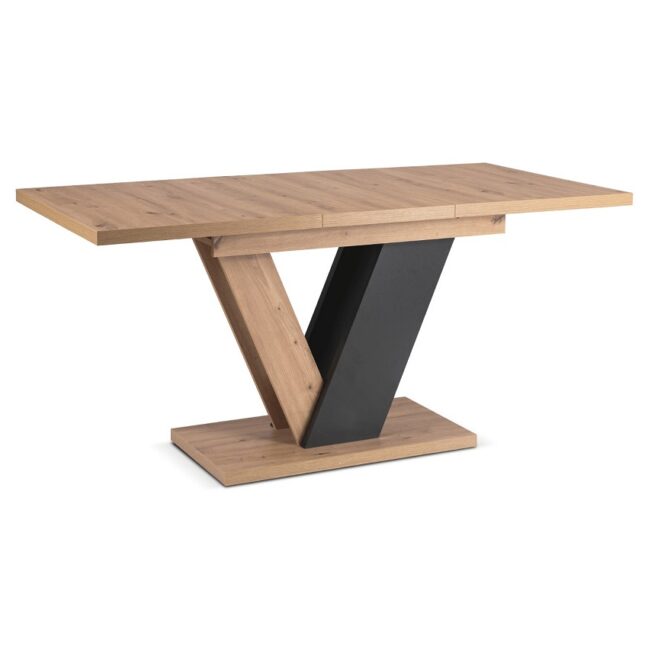 CLARK rozkladací jedálenský stôl 120–160 cm, dub artisan / čierna