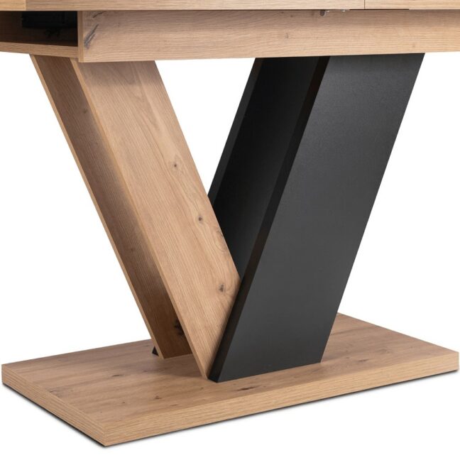 CLARK rozkladací jedálenský stôl 120–160 cm, dub artisan / čierna