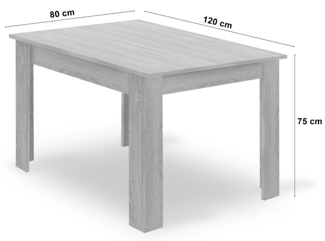 Jedáleská zostava: NP 120×80 cm sonoma + 4 ks DORA jedálenská stoličky, bledosivá zamatová/prírodné nohy