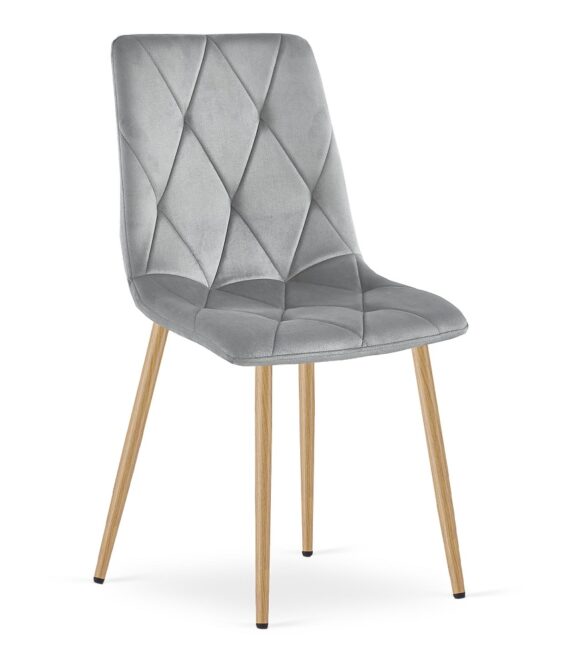 Jedáleská zostava: NP 120×80 cm sonoma + 4 ks DORA jedálenská stoličky, bledosivá zamatová/prírodné nohy