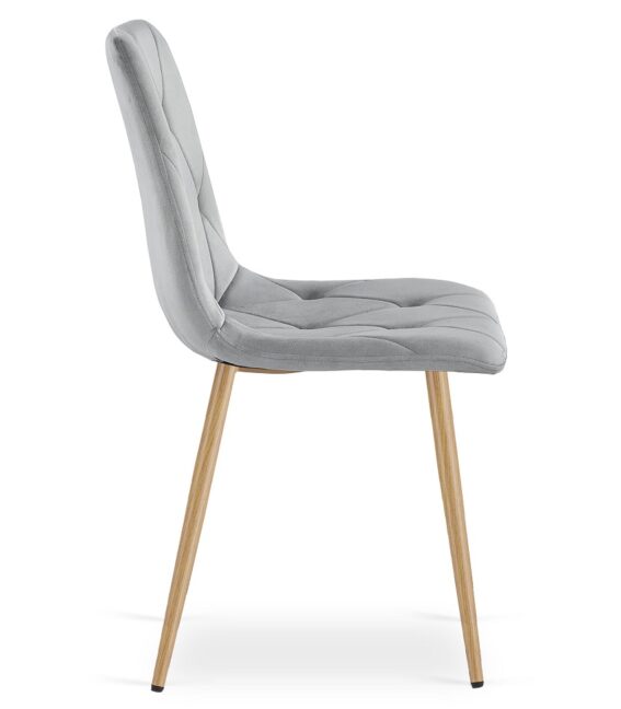Jedáleská zostava: NP 120×80 cm sonoma + 4 ks DORA jedálenská stoličky, bledosivá zamatová/prírodné nohy