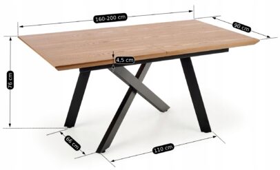 Rozkladací jedálenský stôl CAPITOL 160(200)x90 dub/čierny