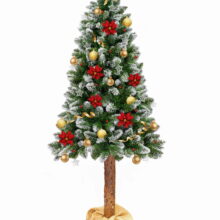 Umelý vianočný stromček s pníkom – PREMIUM zasnežený efekt 180cm