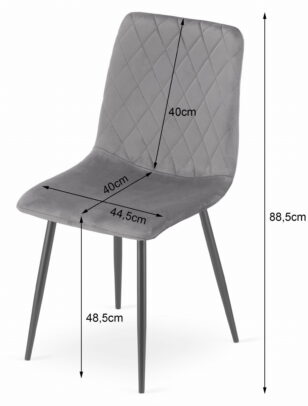 Jedálenská stolička TURIN zamat – sivá