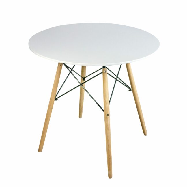 Jedálenský stôl v škandinávskom štýle okrúhly – biely (80cm)