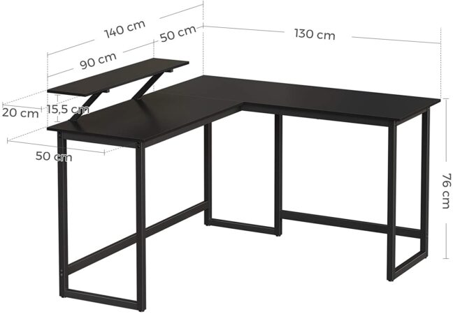 Rohový kancelársky stôl140x130x91 cm – čierny