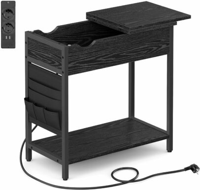 Príručný stolík so zásuvkami – čierny