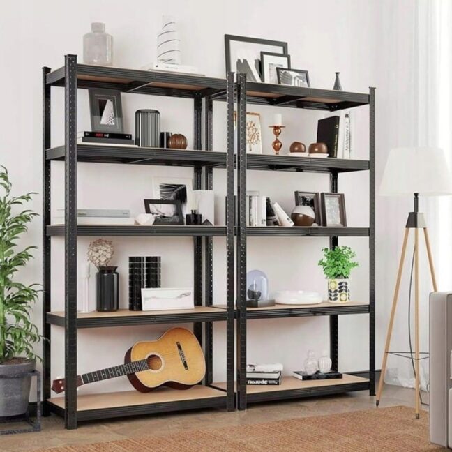 Garážový regál – 5 úrovňový / čierny 150x75x30