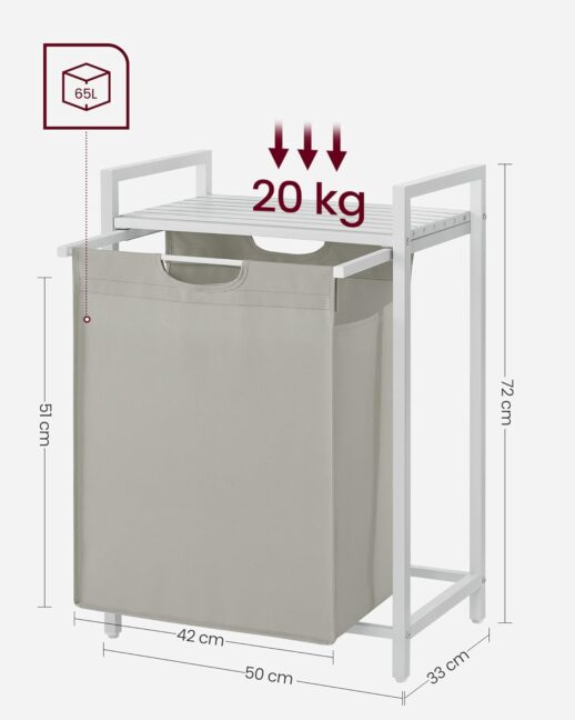 Kôš na bielizeň 65L – biely/sivý
