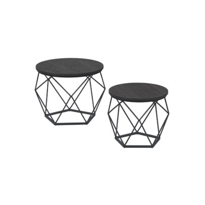 Geometrický set stolíkov 2ks – čierny