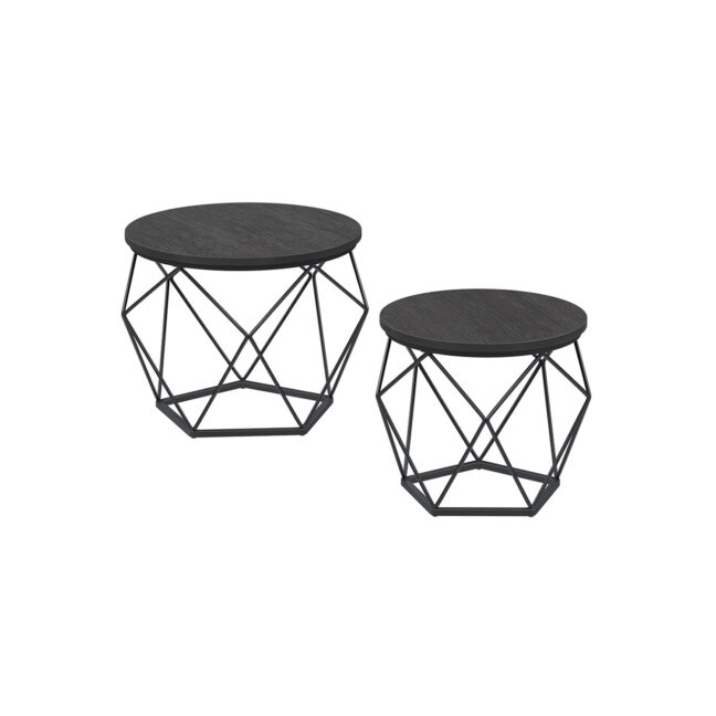 Geometrický set stolíkov 2ks – čierny